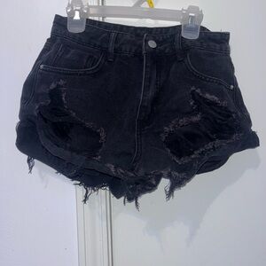 SHEIN Black Ripped Jean Shorts